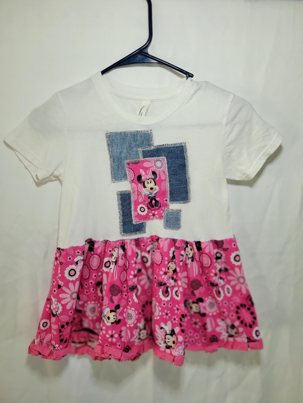 HAND MADE SZ 6 White & Pink Minnie Mouse DISNEY Twirly Dress